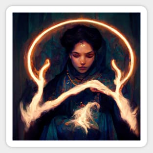 Woman Summoning Magic - best selling Sticker